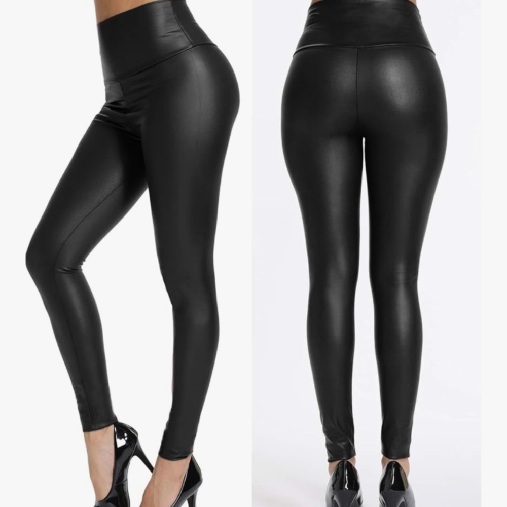 Black Faux Leather High-Waisted Leggings